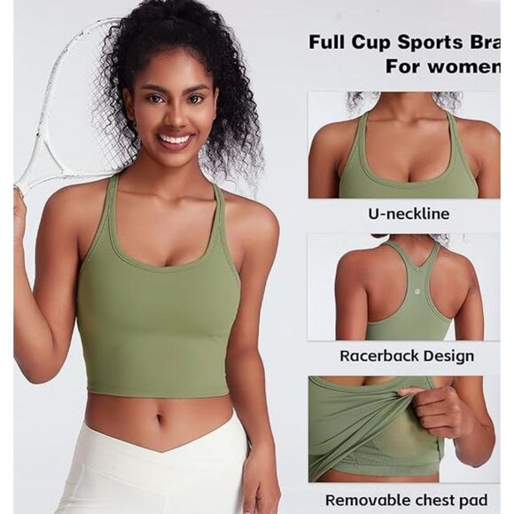 Dymmax Yoga Bra Tank Top Black Size Large NWT Racerback Padded Nylon Stretch - Picture 7 of 7